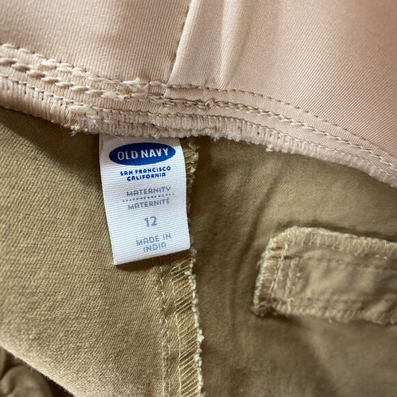 Old Navy Pants Women 12 Maternity Beige Mid Rise Pull On Elastic Waist Skinny - Picture 8 of 10